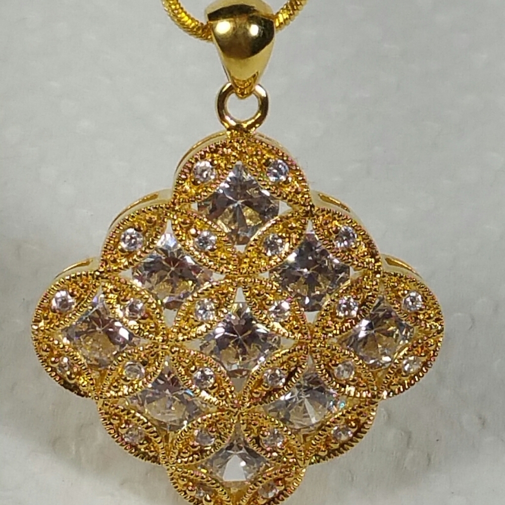 DESIGNER RP CZ GOLD PLATE STERLING 925 PENDANT